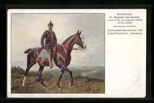 AK Kaiser Wilhelm II. zu Pferd auf dem Feld