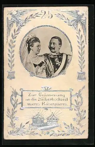 AK Kaiser Wilhelm II. und Kaiserin Auguste Viktoria, Erinnerung an die Silberhochzeit