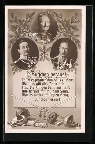 AK Kaiser Wilhelm II. mit Söhnen