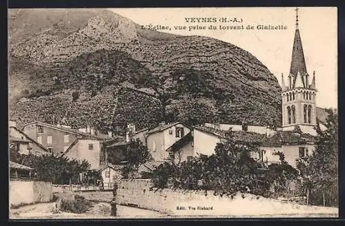 AK Veynes, L` Eglise, vue prise du torrent de Glaizette