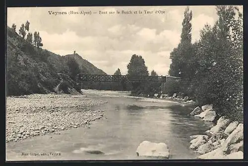 AK Veynes /Hautes-Alpes, Pont sur le Buech et la Tour d`Oze