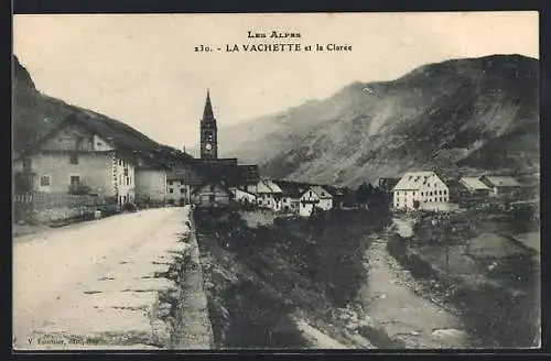 AK La Vachette, Vue générale et la Clarée