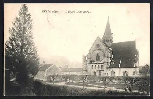 AK Mello /Oise, L`Eglise, coté Nord