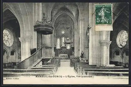 AK Mareuil-sur-Ourcq, L`Église, vue intérieur