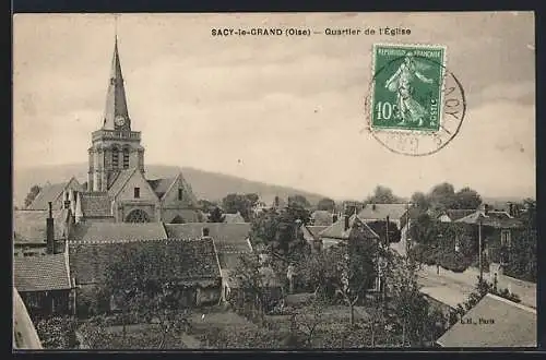 AK Sacy-le-Grand /Oise, Quartier de l`Église