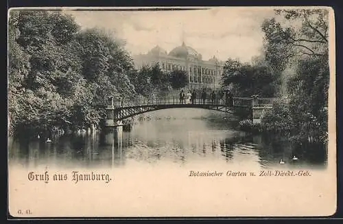 AK Hamburg-St.Pauli, Botanischer Garten und Zoll-Direkt.-Geb.