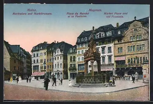 AK Mainz, Martkplatz mit Marktbrunnen