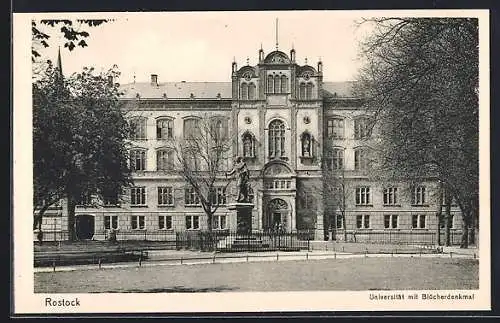 AK Rostock, Universität mit Blücherdenkmal