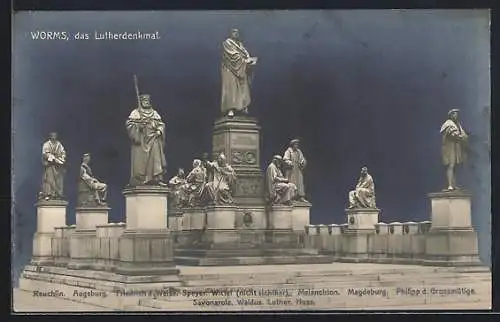 AK Worms, Das Lutherdenkmal mit weiteren Geistlichen