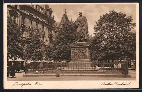 AK Frankfurt a. Main, Das Goethe-Denkmal