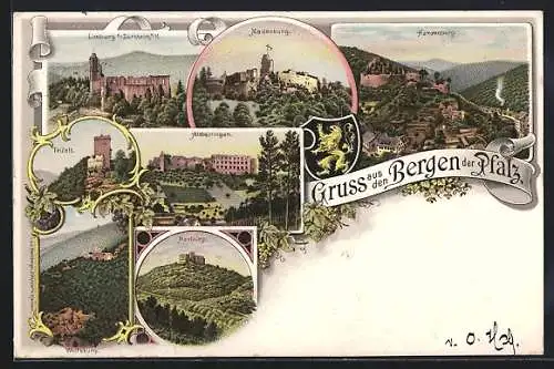 Lithographie Dürkheim a / H., Limburg, Trifels, Hardenburg