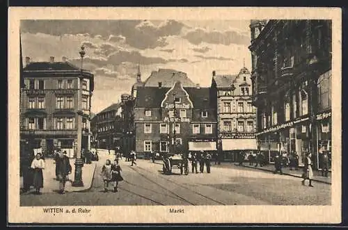 AK Witten a. d. Ruhr., Markt mit Passanten