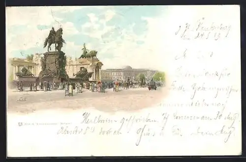 Lithographie Berlin, Nationaldenkmal Wilhelm I.