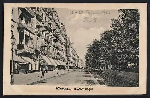 AK Wiesbaden, Partie an der Wilhelmstrasse