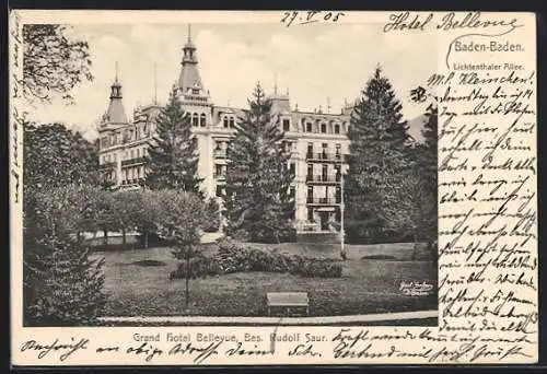 AK Baden-Baden, Grand Hotel Bellevue, Lichtenthaler Allee