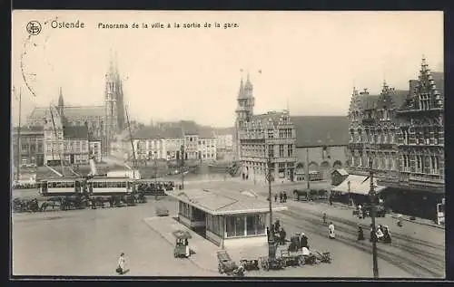 AK Oostende, Panorama der Stad aan den uitgang der Statie