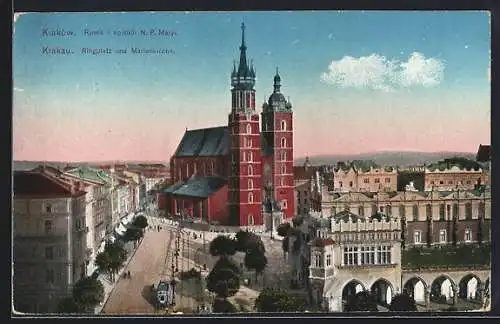 AK Krakau-Krakow, Rynek i. kosciol N. P. Maryi