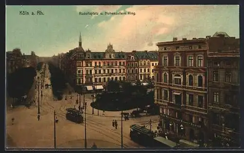 AK Köln a. Rh., Strassenbahn am Rudolfsplatz, Hohenzollern Ring