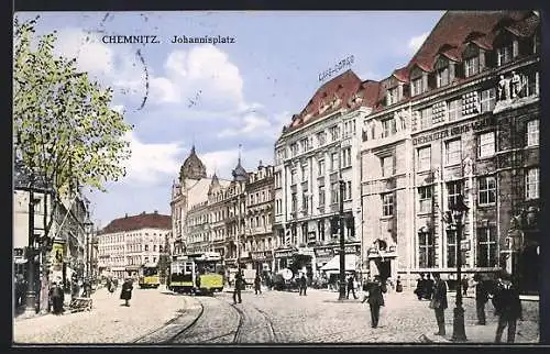 AK Chemnitz, Johannisplatz mit Strassenbahn