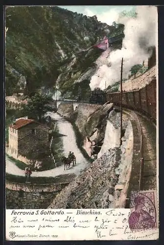 AK Ferrovia S. Gottardo, Ortspartie mit Bergbahn