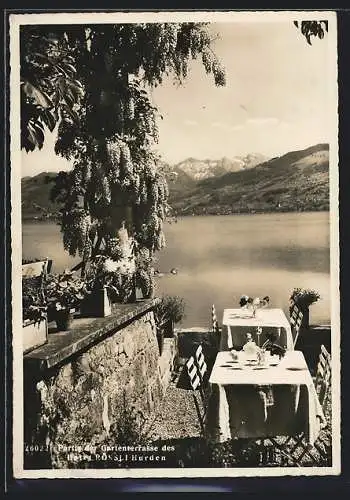 AK Hurden am oberen Zürichsee, Das Hotel Rössli, Gartenterrasse