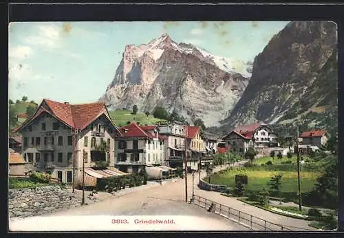 AK Grindelwald, Strassenpartie am Hotel Kreuz