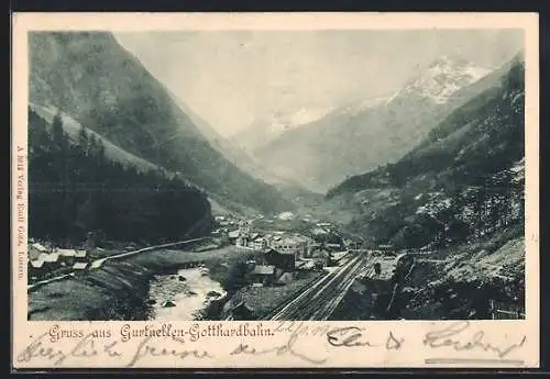 AK Gurtnellen /Gotthardbahn, Gesamtansicht im Tallauf