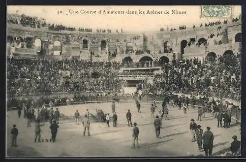 AK Nimes /Gard, Une Course d`Amateurs dans les Arènes de Nimes