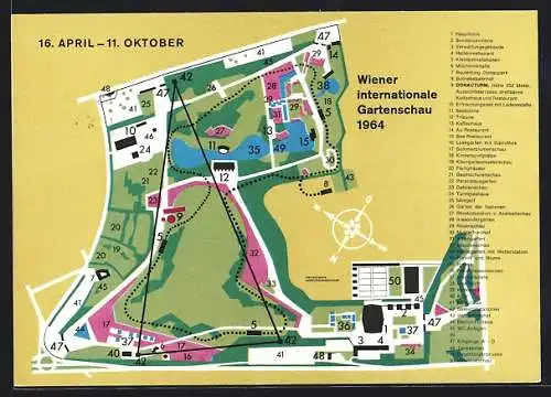 AK Wien, Internationale Gartenschau 1964, Plan vom Messegelände