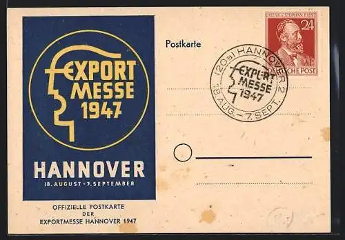 AK Hannover, Export Messe 1947, Messelogo