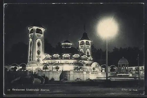 AK Bern, Landes-Ausstellung 1914, Restaurant Studerstein bei Beleuchtung