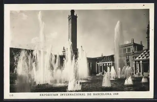 AK Barcelona, Exposicion International 1929, Plaza del Universo, Juegos de Agua