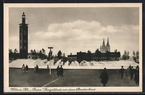 AK Köln, Internationale Presse-Ausstellung Pressa, Freigelände vor dem Staatenhaus