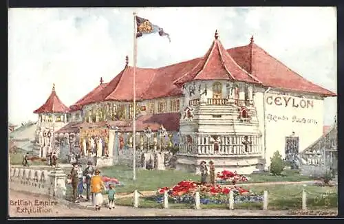 Künstler-AK Charles F. Flower: British Empire Exhibition - Ceylon, Ausstellungsgebäude