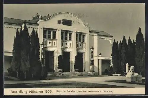 AK München, Ausstellung 1908, Blick zum Künstlertheater