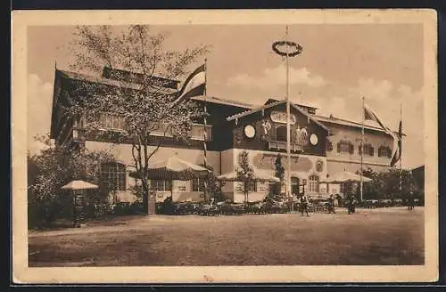 AK Leipzig, Internat. Baufach-Ausstellung 1913, Gebirgsrestaurant Oberbayern, Bes. Ernst Eickler