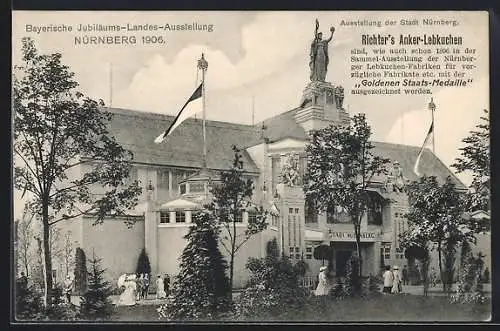 AK Nürnberg, Bayerische Jubiläums-Landes-Ausstellung 1906, Strassenpartie mit Gebäudeansicht