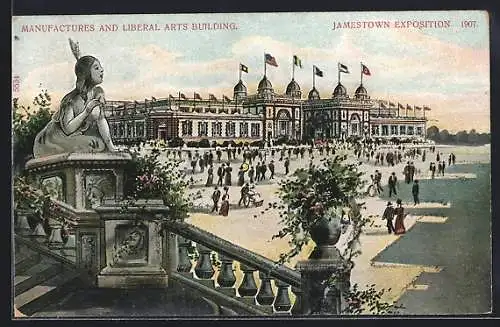 AK Jamestown, Exposition 1907, Manufactures and Liberal Arts Building, Glitzer