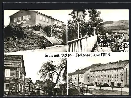 AK Uder, FDGB- Ferienheim Soldarität u. Terrasse, Kirchgasse