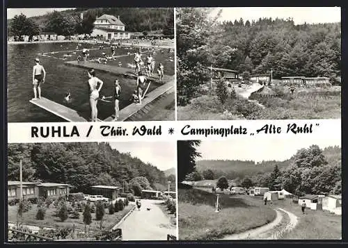 AK Ruhla /Th., Campingplatz Alte Ruhl, Freibad