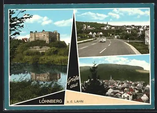 AK Löhnberg, Teilansicht mit Burg, Panorama