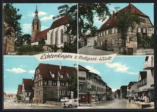 AK Echterdingen, Kirche, Pfarrhaus, An der Sparkasse, Hauptstrasse