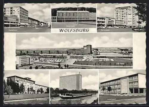 AK Wolfsburg / VW-Werk, Porschestrasse, Stadthalle, VW-Werk, Krankenhaus