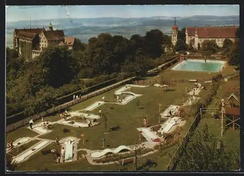 AK Heiligenberg /Bodensee, Hallen- u. Freibad aus der Vogelschau