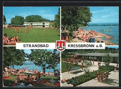 AK Kressbronn a. B., Strandbad mit Kiosk M. Maier, Wappen