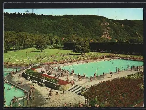 AK Bad Kreuznach, Salinen-Schwimmbad aus der Vogelschau