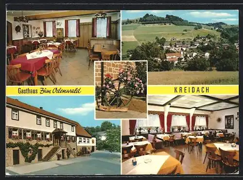 AK Waldmichelbach-Kreidach, Gasthaus zum Odenwald F. Schwöbel, Ortsansicht