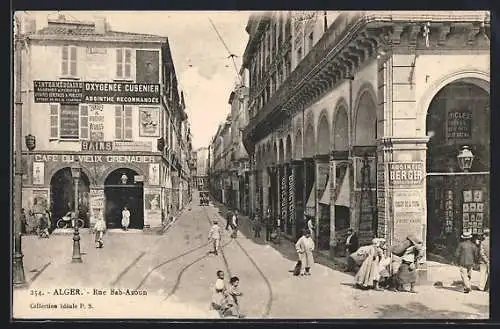 AK Alger, Rue Bab-Azoun, Café du Vieux Grenadier