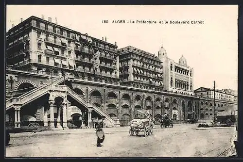 AK Alger, La Préfecture et le boulevard Carnot