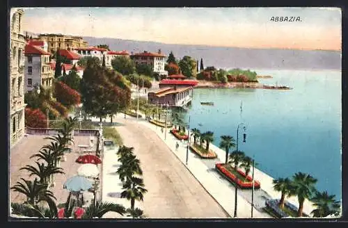 AK Abbazia, Uferpromenade aus der Vogelschau